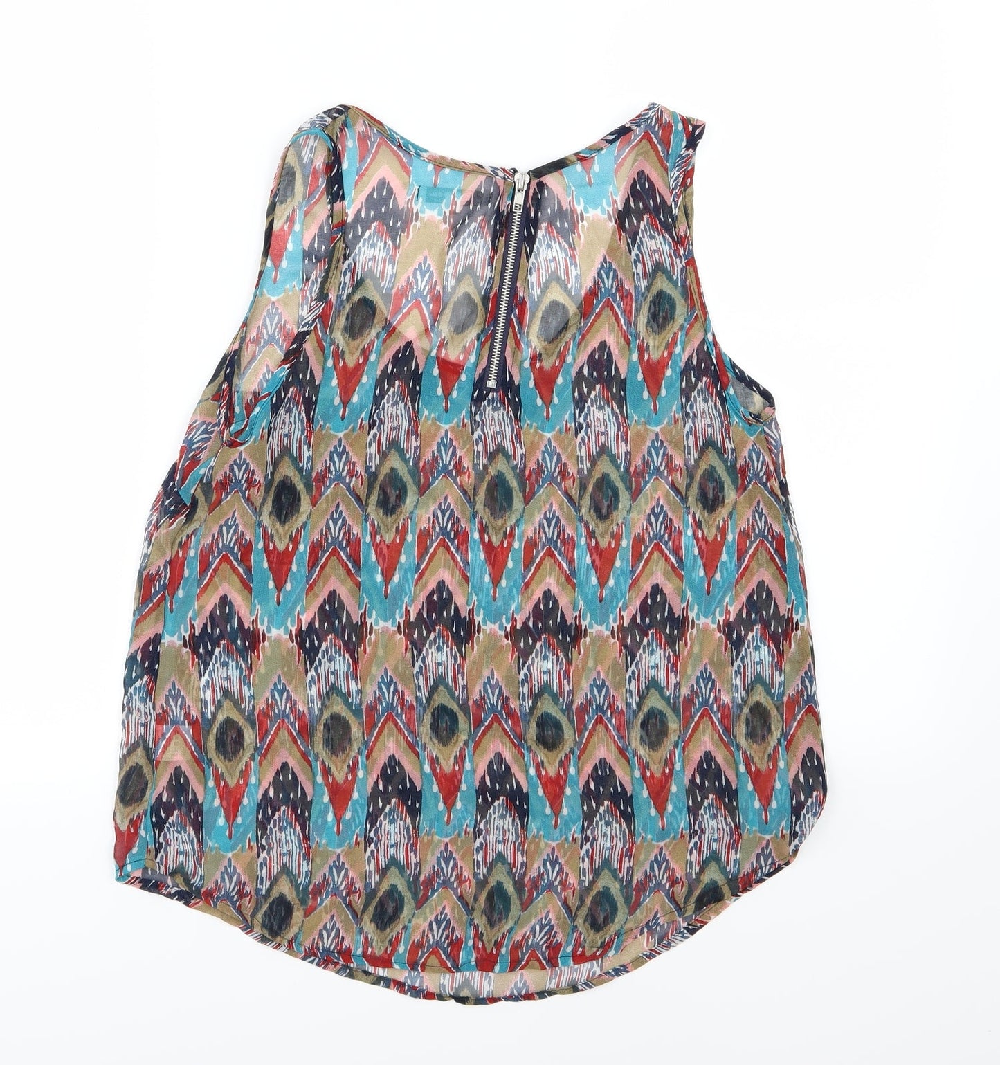 Glamorous Womens Multicoloured Geometric Chiffon Basic Blouse Size 12