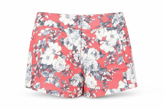 Front view of Glassons women’s pink floral sailor shorts, size UK 6