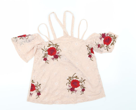 River Island Womens Pink Floral  Basic Blouse Size 6