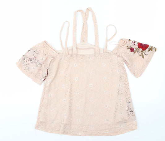 River Island Womens Pink Floral  Basic Blouse Size 6