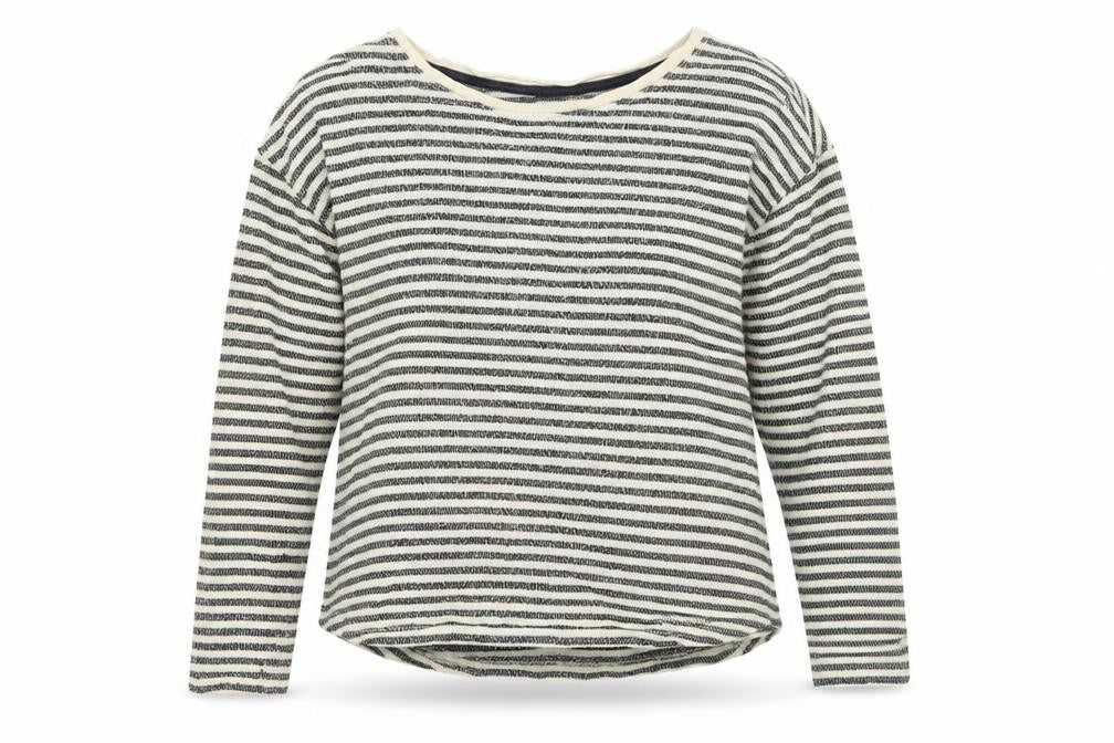 Front view of Next women’s beige striped jumper, size UK 10