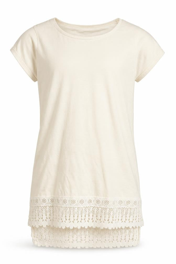 Front view of Next girls’ ivory basic t-shirt, size 9, years