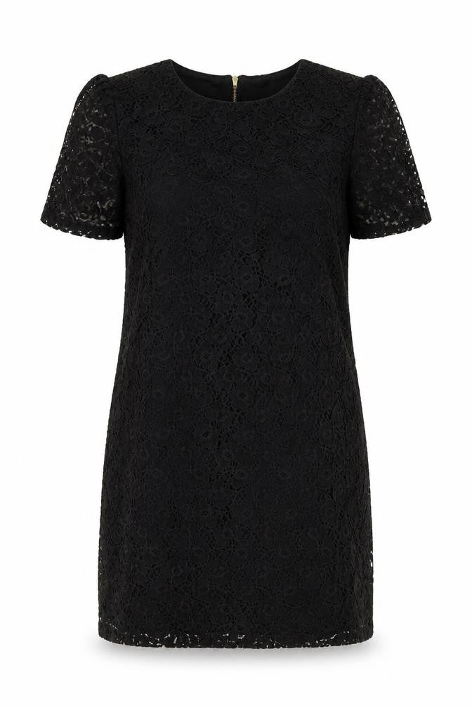 Front view of Evie women’s black lace shift, size UK 14