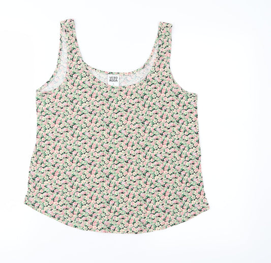 VERO MODA Womens Pink Floral Jersey Basic T-Shirt Size M