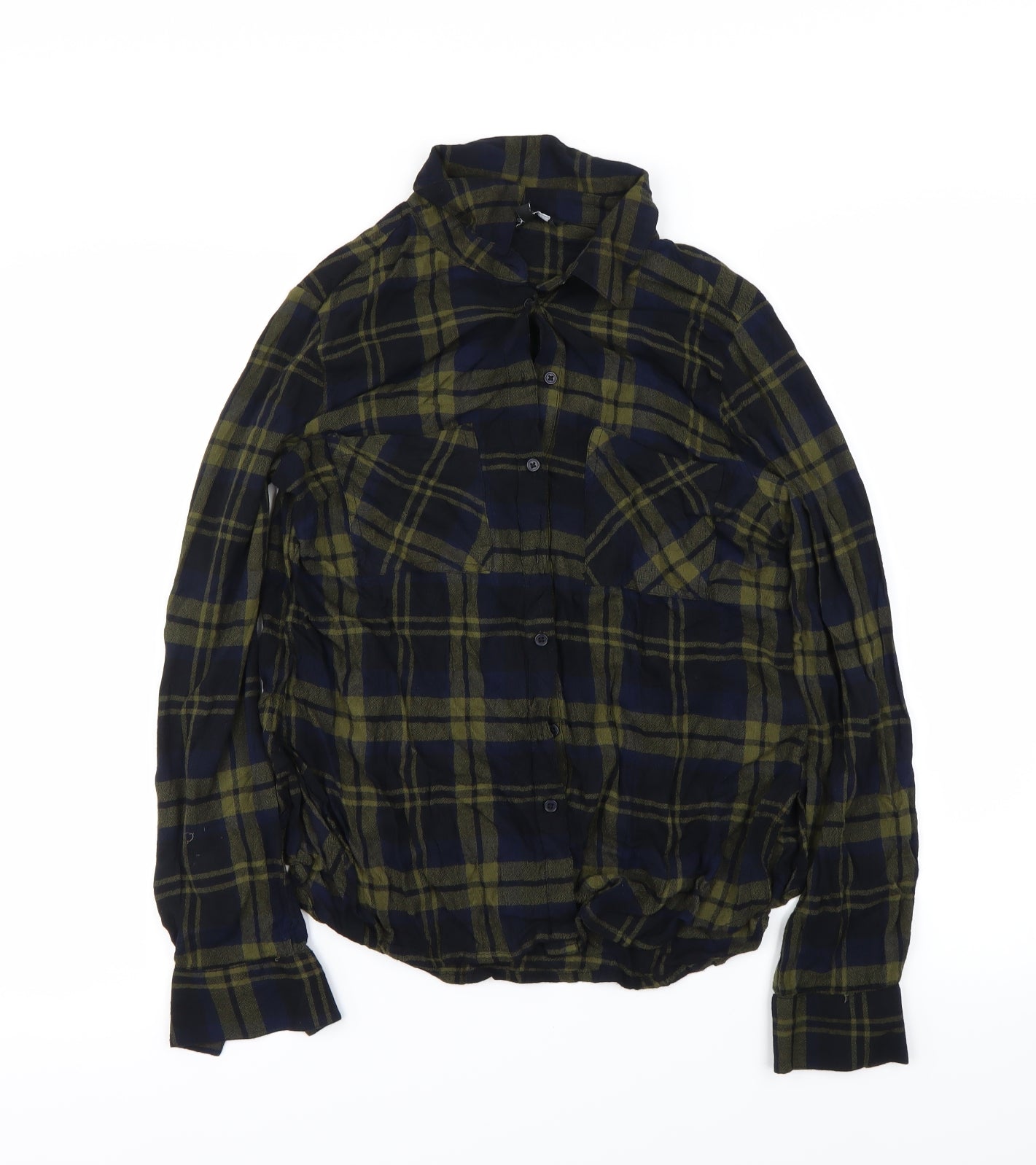 New Look Womens Green Check  Basic Button-Up