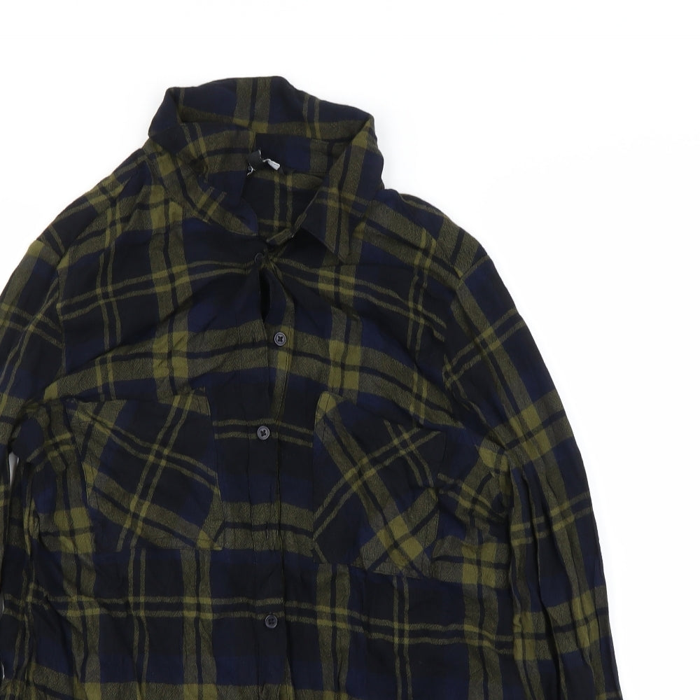 New Look Womens Green Check  Basic Button-Up