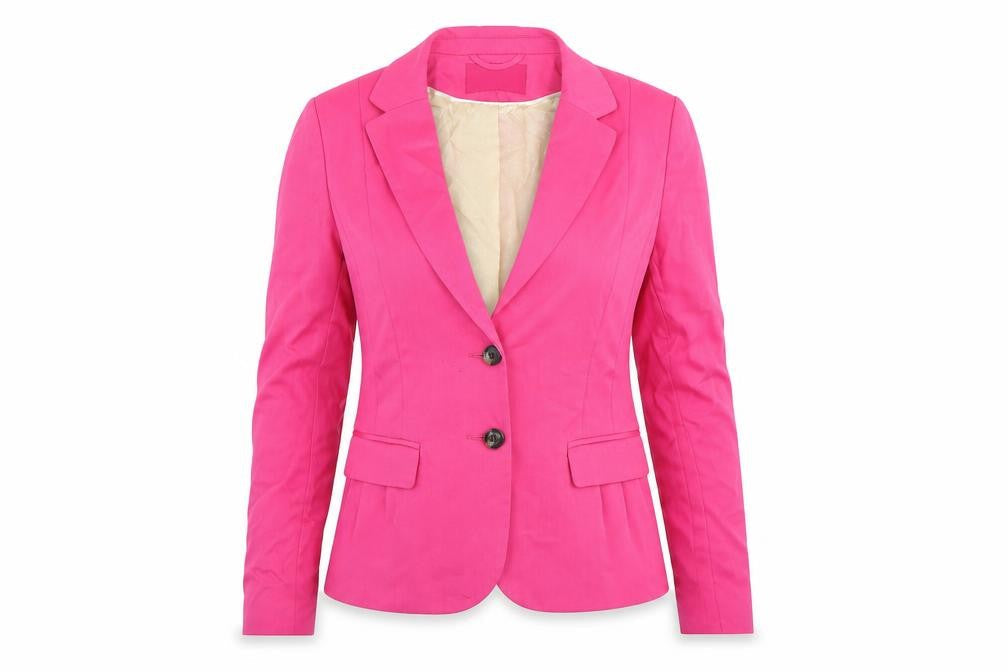 Front view of H&M women’s pink jacket blazer, size UK 6