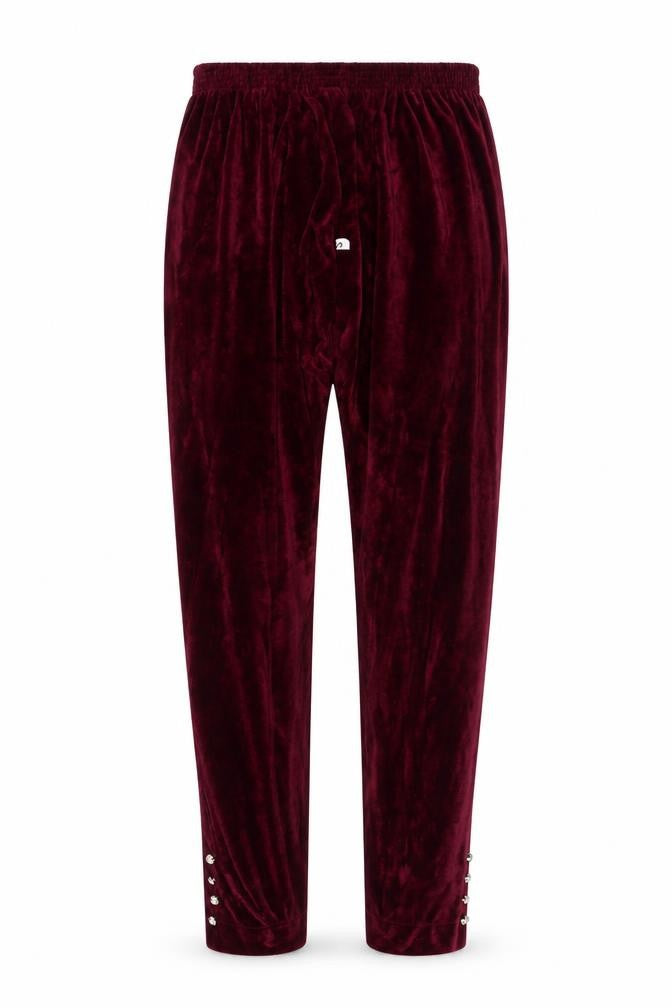 Front view of Preworn women’s purple trousers, size S, 25-inch leg