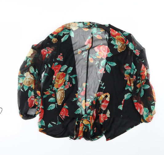 Miss Selfridge Womens Black Floral  Basic Blouse Size 6
