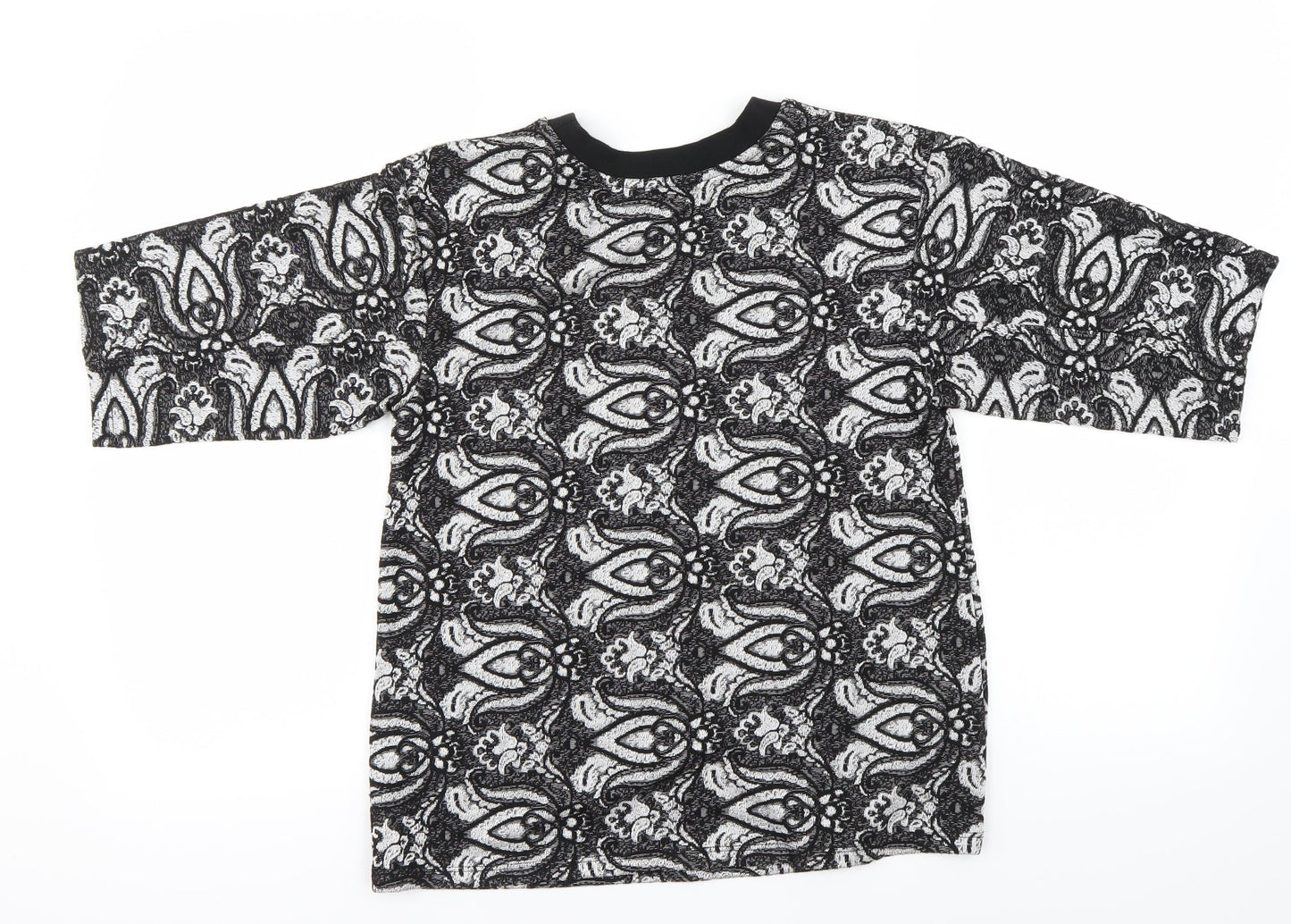 Topshop Womens Black Floral  Basic T-Shirt Size 8