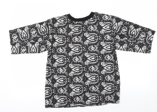 Topshop Womens Black Floral  Basic T-Shirt Size 8