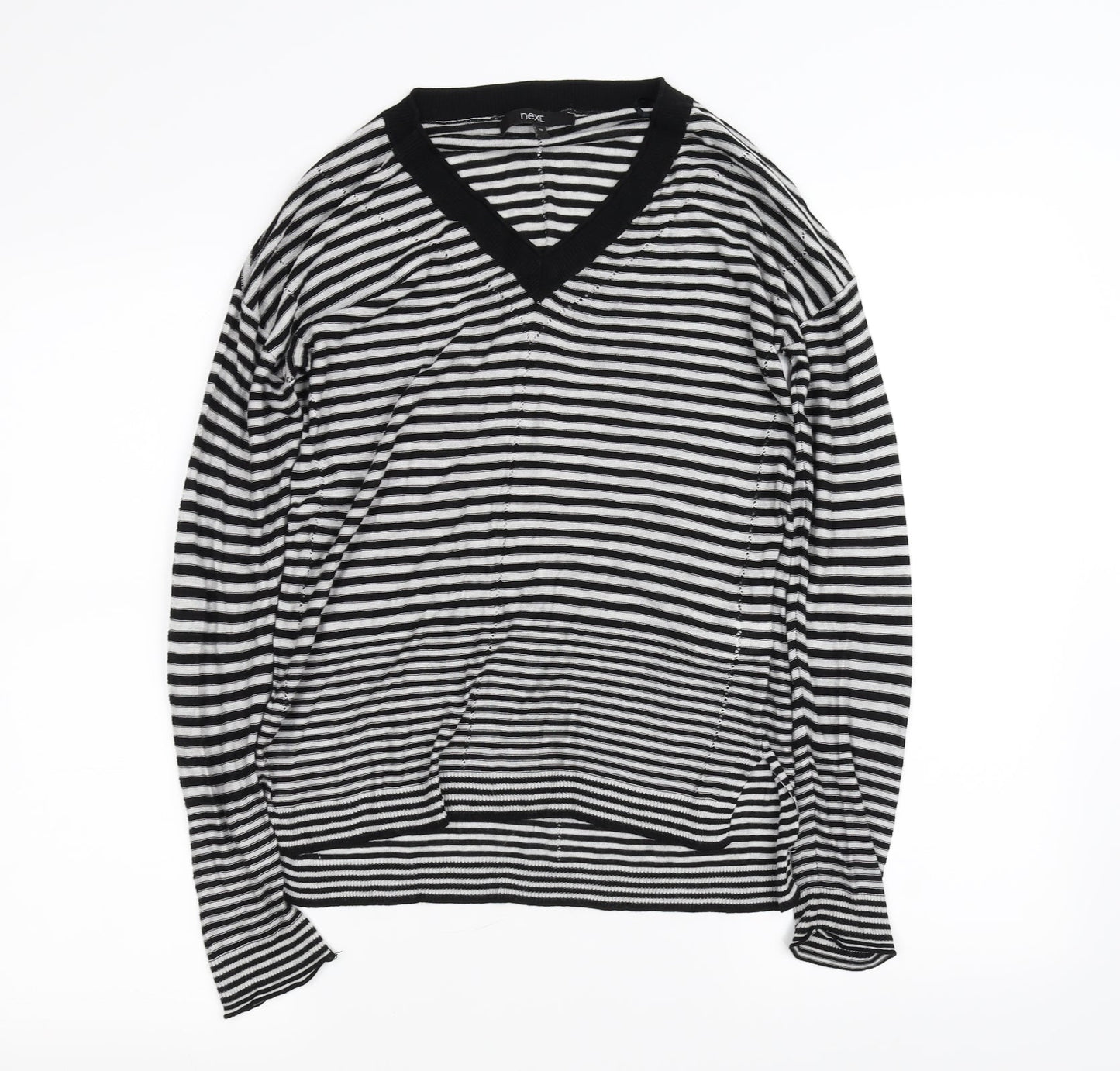NEXT Womens Black Striped  Basic Blouse Size 10
