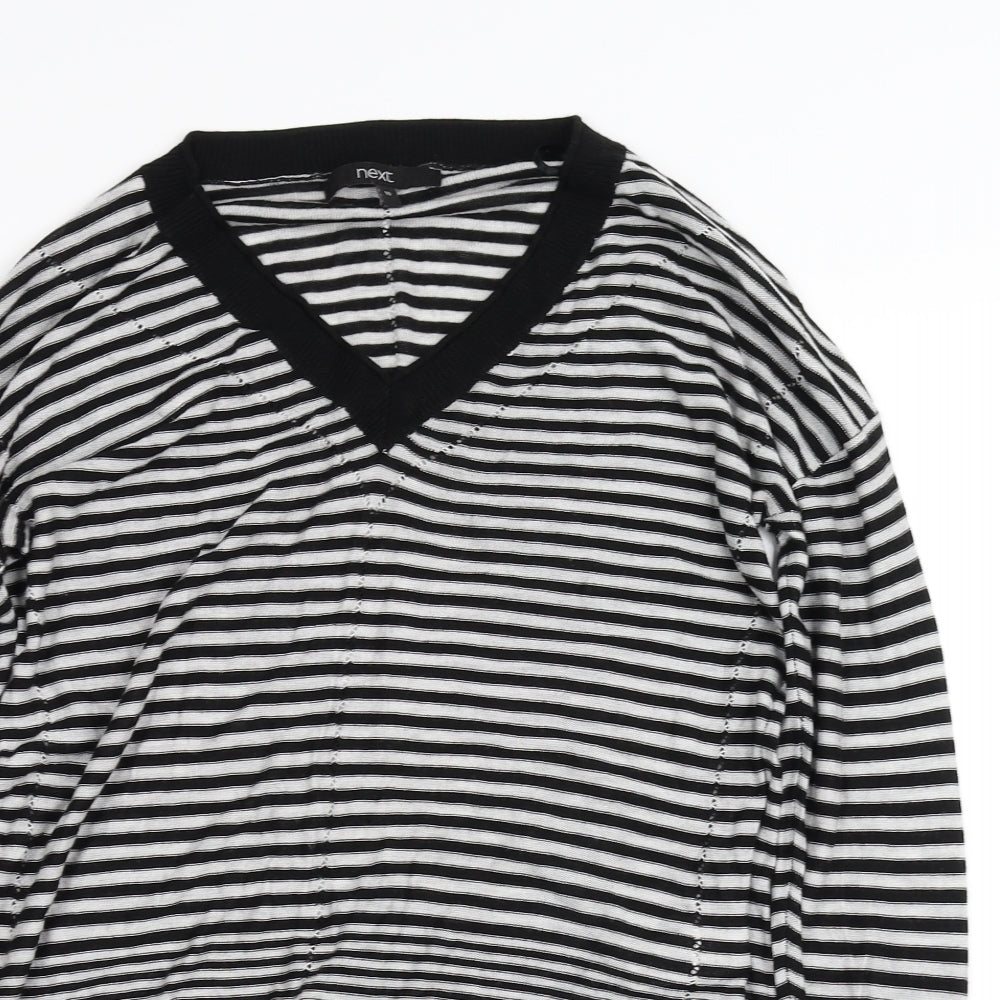 NEXT Womens Black Striped  Basic Blouse Size 10