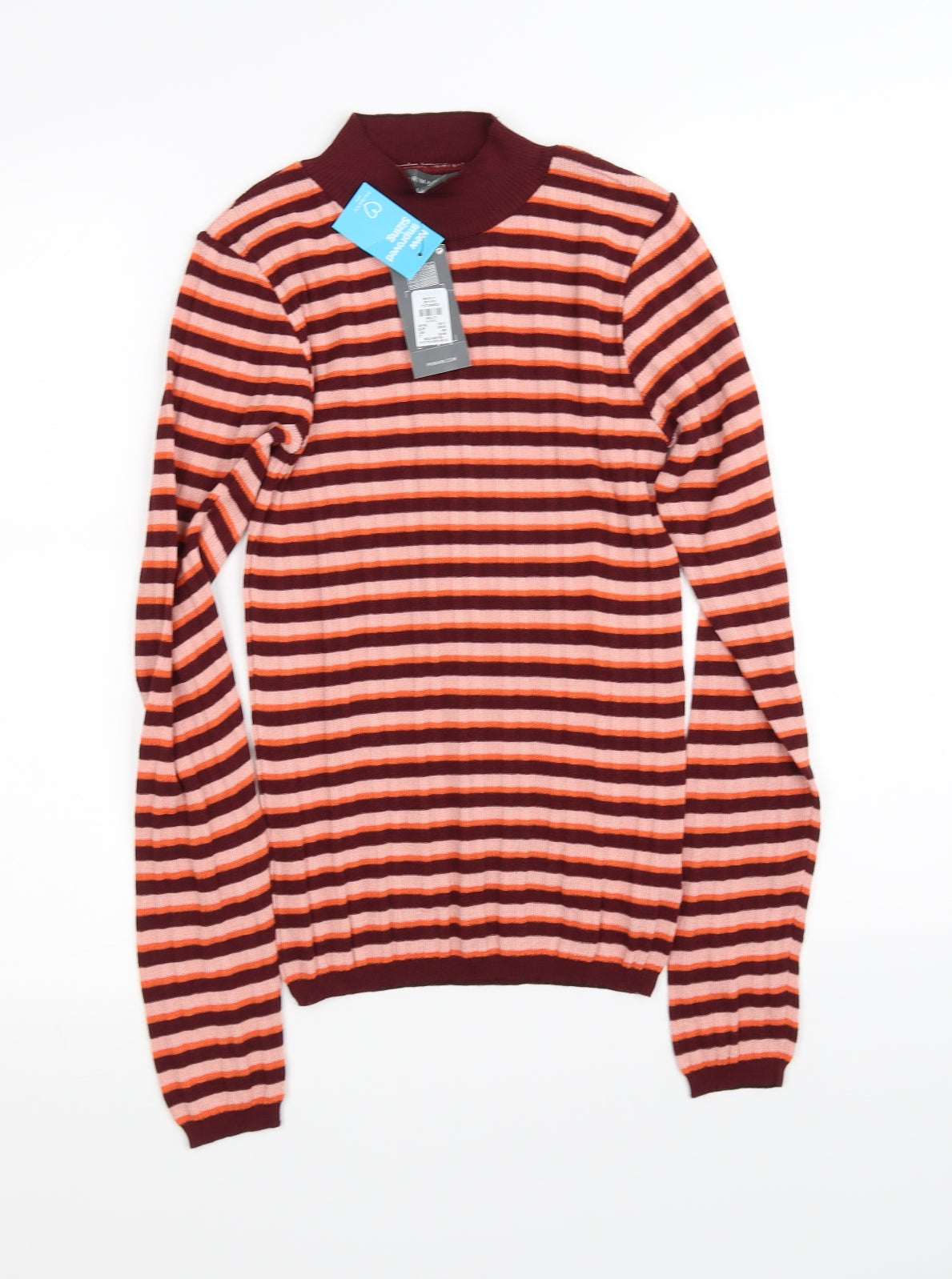 porimark Womens Orange Striped  Pullover Jumper Size S