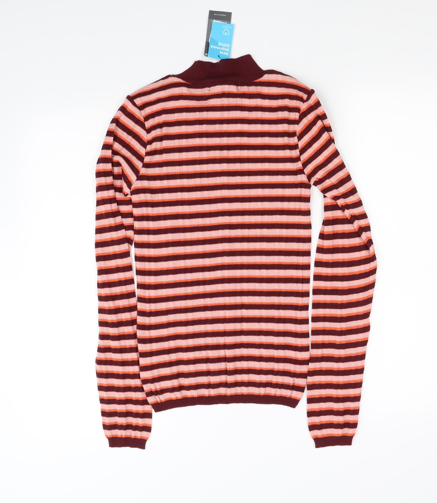 porimark Womens Orange Striped  Pullover Jumper Size S
