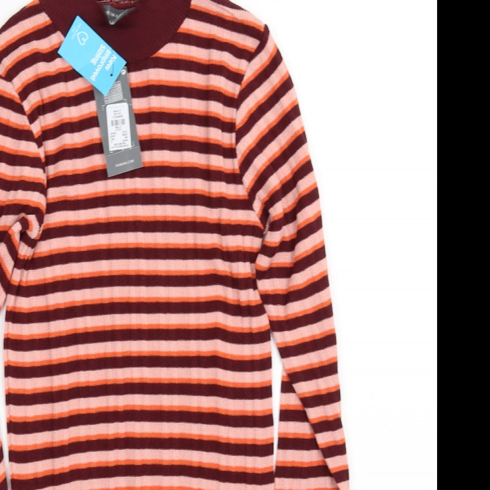 porimark Womens Orange Striped  Pullover Jumper Size S