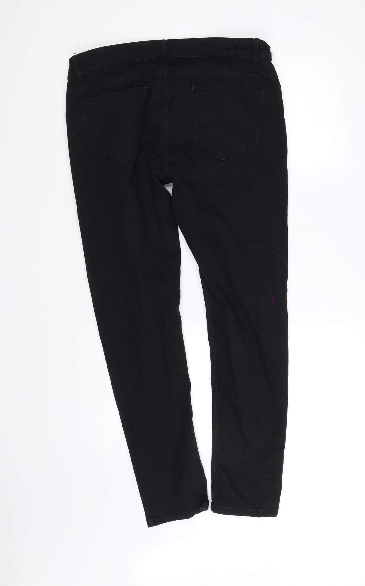 Back view of Denim & Co. women’s black trousers, size M, 32-inch leg