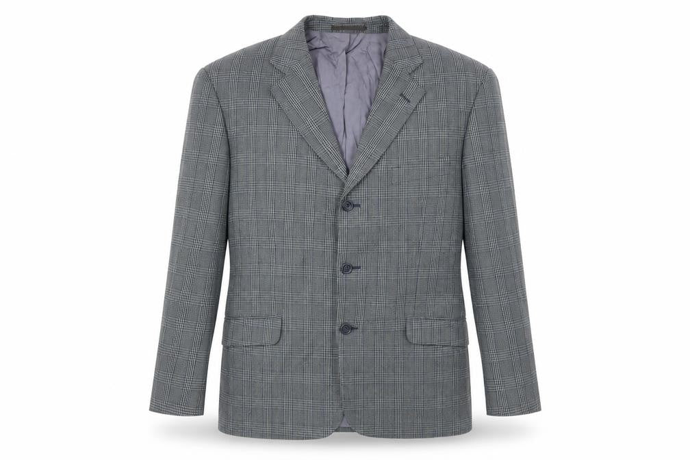 Front view of Preworn men’s grey check jacket suit jacket, size 42