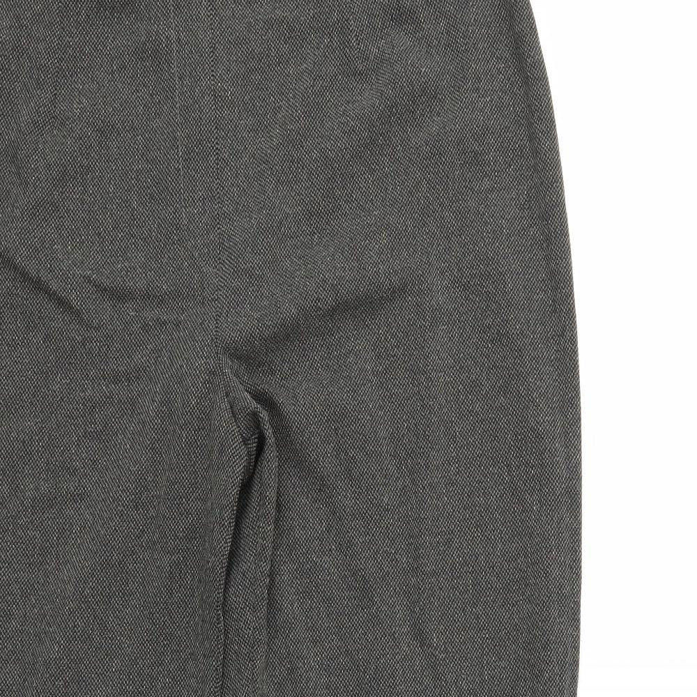 Close-up detail of OPUS women’s grey trousers, size UK 32, in, 29-inch leg