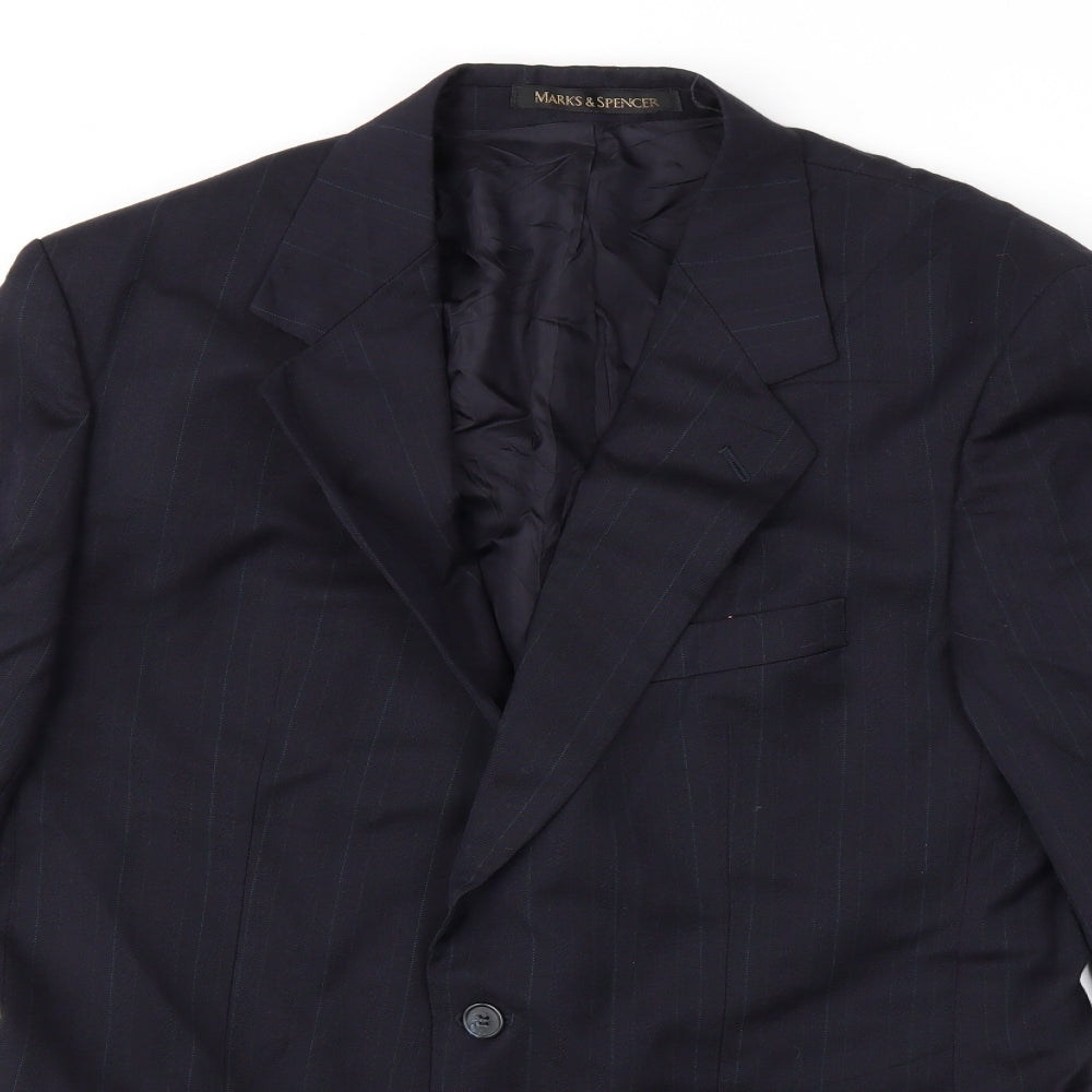 Marks and Spencer Mens Blue Striped  Jacket Suit Jacket Size 40