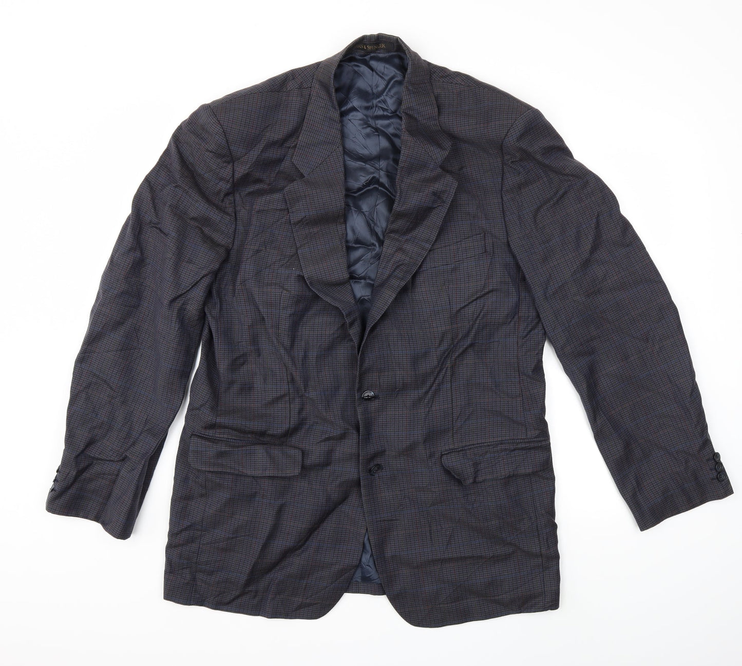 Marks and Spencer Mens Blue Check  Jacket Suit Jacket Size 42