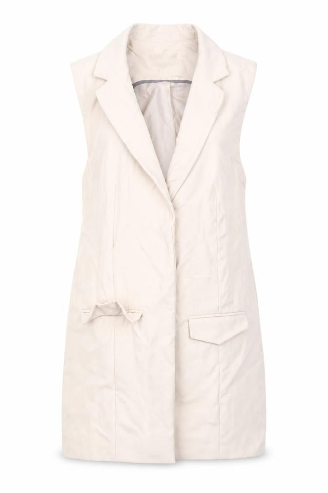 Front view of Topshop women’s pink jacket waistcoat, size UK 8