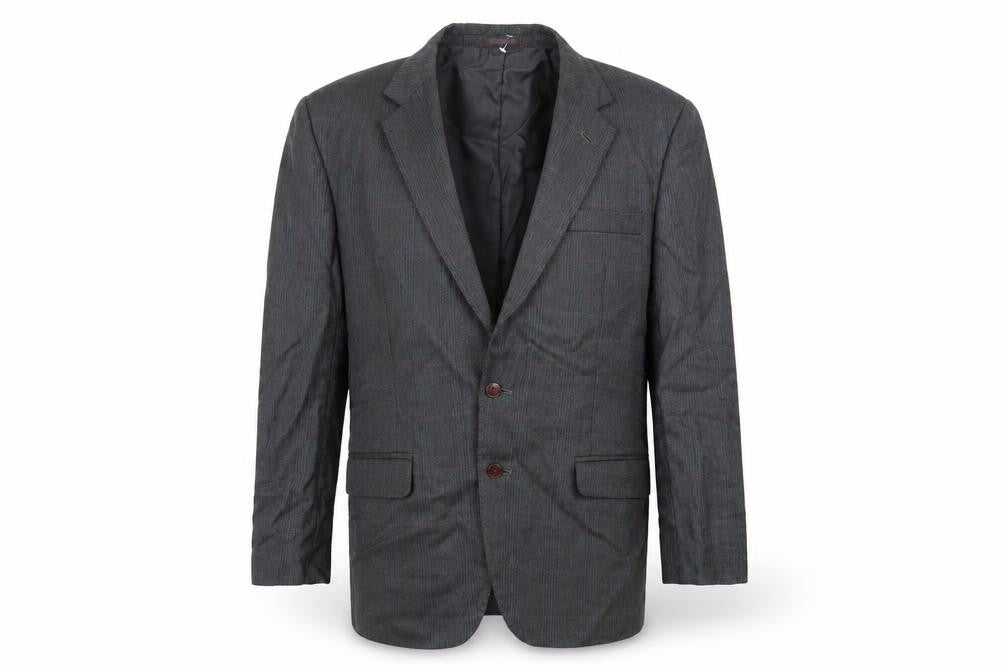 Front view of Preworn men’s green check jacket suit jacket, size 42