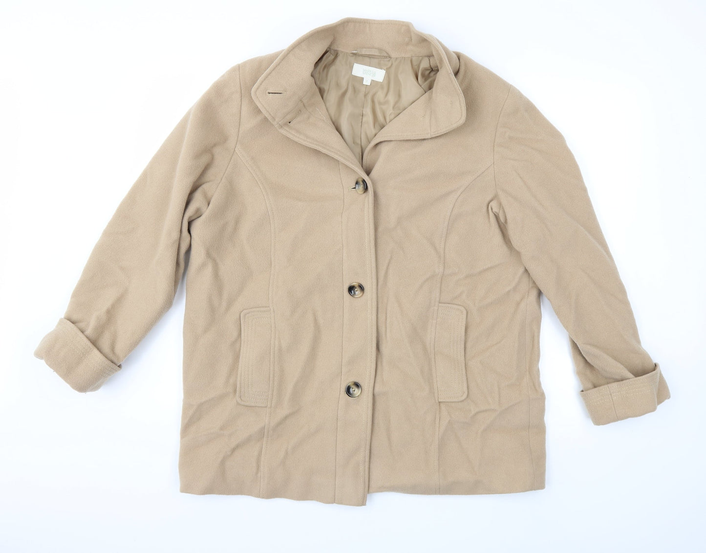 Marks and Spencer Womens Beige   Overcoat Coat Size 18