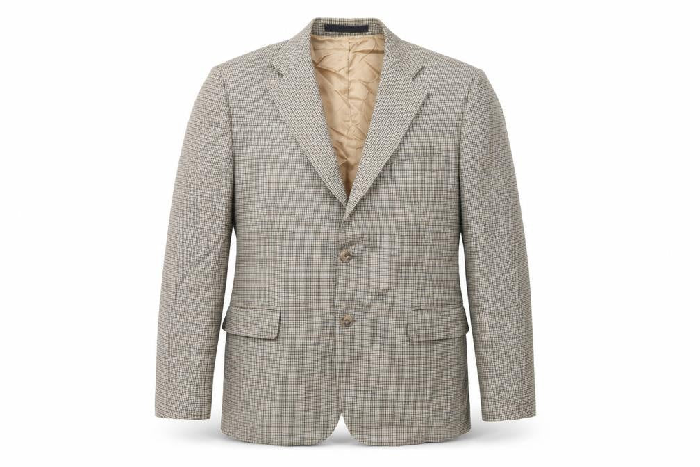 Front view of Marks & Spencer men’s brown check jacket suit jacket, size 42