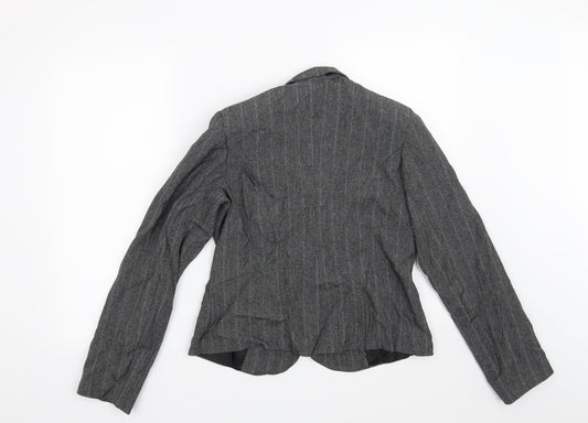 Preworn Womens Grey Striped  Jacket Blazer Size 10