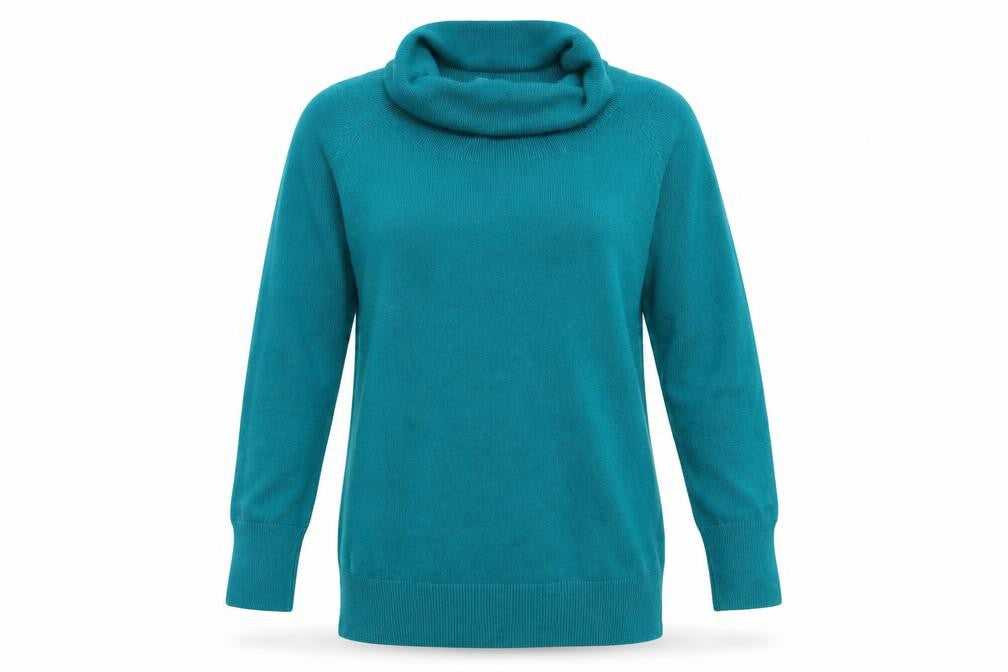 Front view of Bonmarché women’s blue jumper, size S