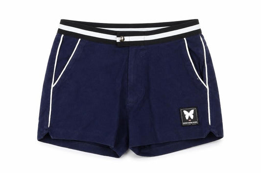 Front view of Good For Nothing women’s blue sweat shorts, size S