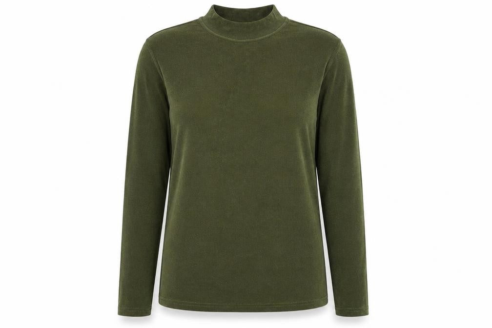 Front view of Text women’s green knit jumper, size M