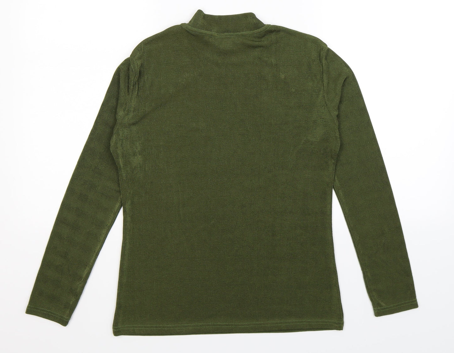 Text Womens Green  Knit Pullover Jumper Size M
