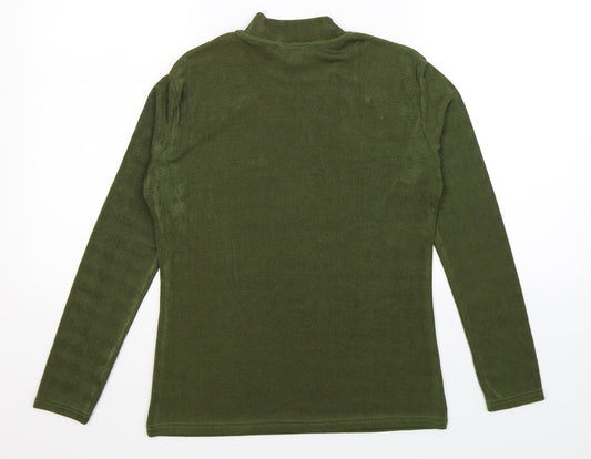 Text Womens Green  Knit Pullover Jumper Size M
