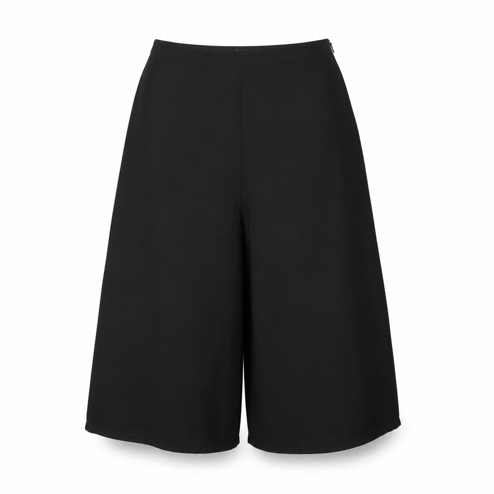 Front view of Miss Selfridge women’s black trousers, size UK 8, 20-inch leg
