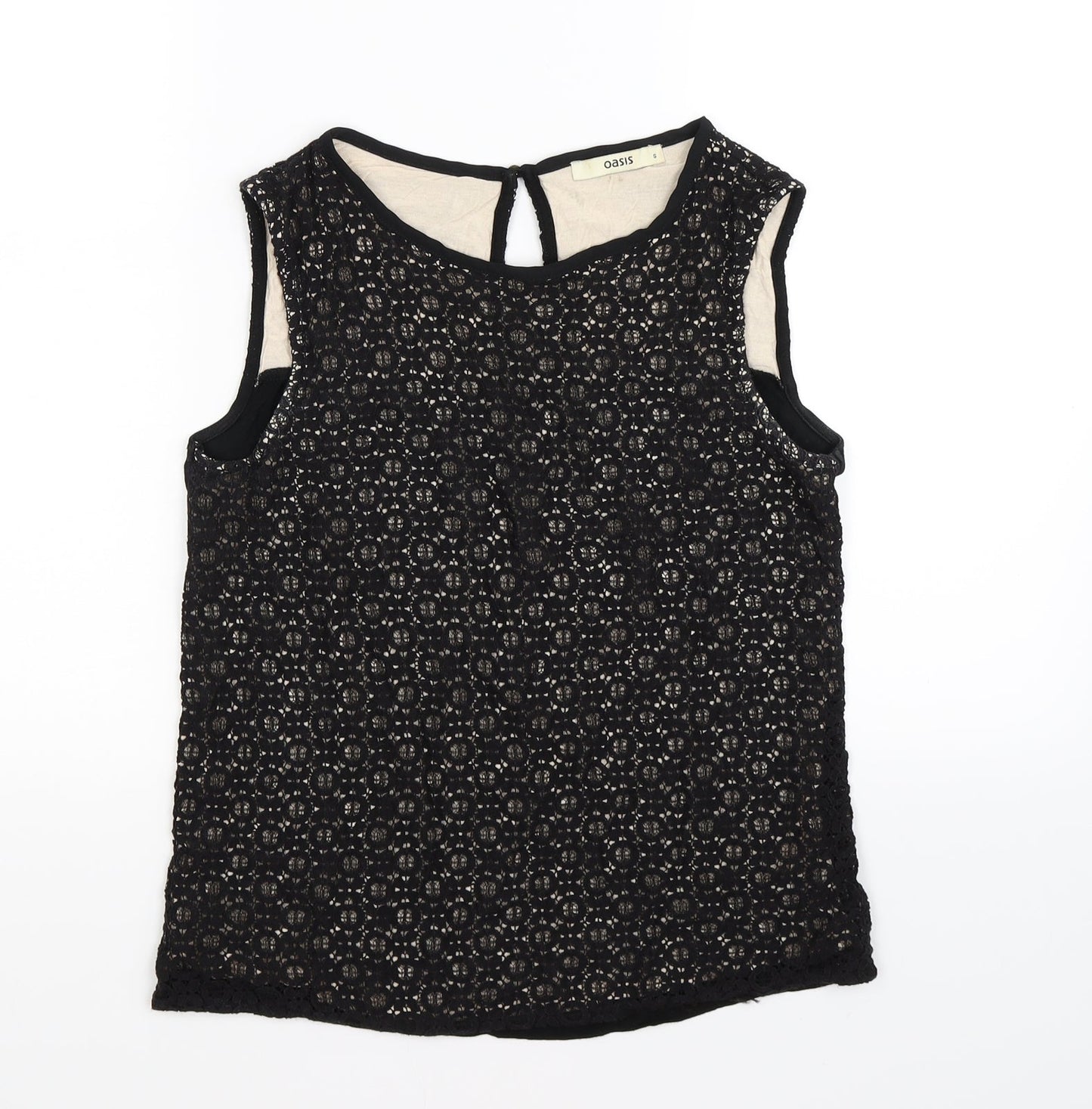 Oasis Womens Black Floral  Basic T-Shirt Size S