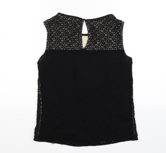 Oasis Womens Black Floral  Basic T-Shirt Size S