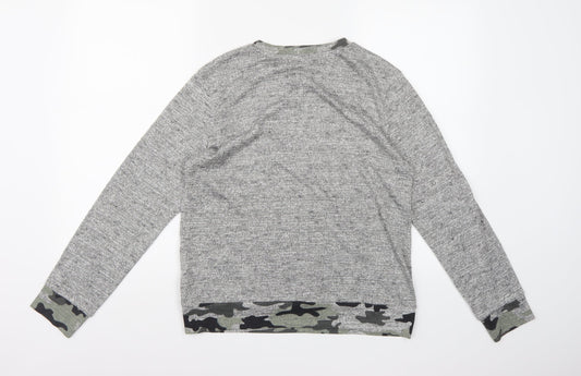 Gold Digga Womens Grey Camouflage Knit Pullover Jumper Size 14