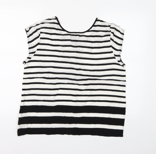 gapwhi Womens White Striped Chiffon Basic T-Shirt Size L