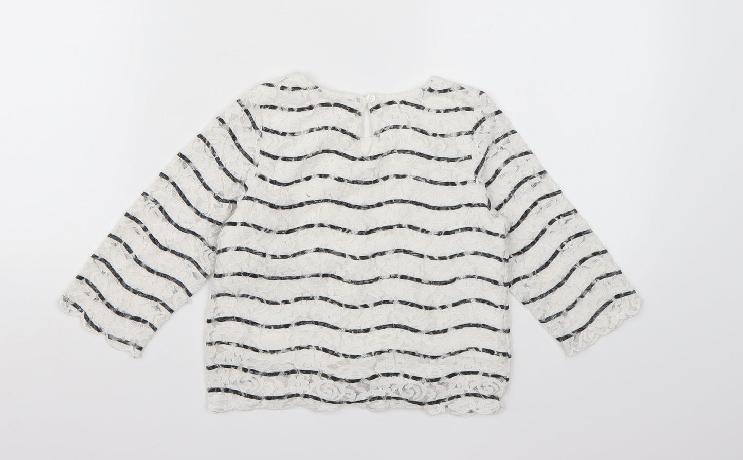 Young Dimension Girls White Striped  Basic Blouse Size 6-7 Years