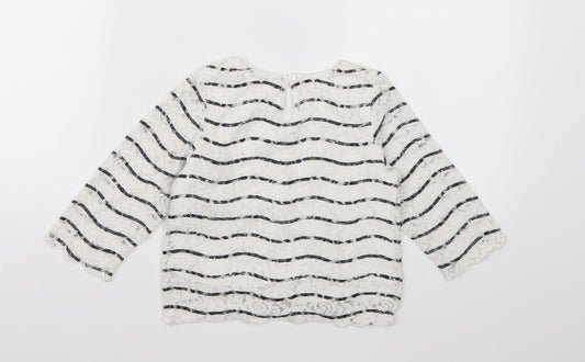 Young Dimension Girls White Striped  Basic Blouse Size 6-7 Years