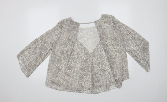 FOREVER 21 Womens Beige Floral  Basic Blouse Size M