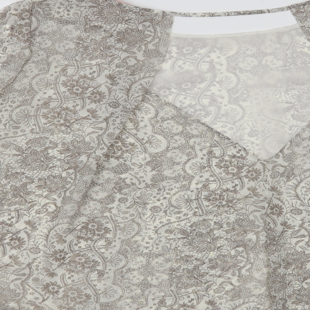 FOREVER 21 Womens Beige Floral  Basic Blouse Size M