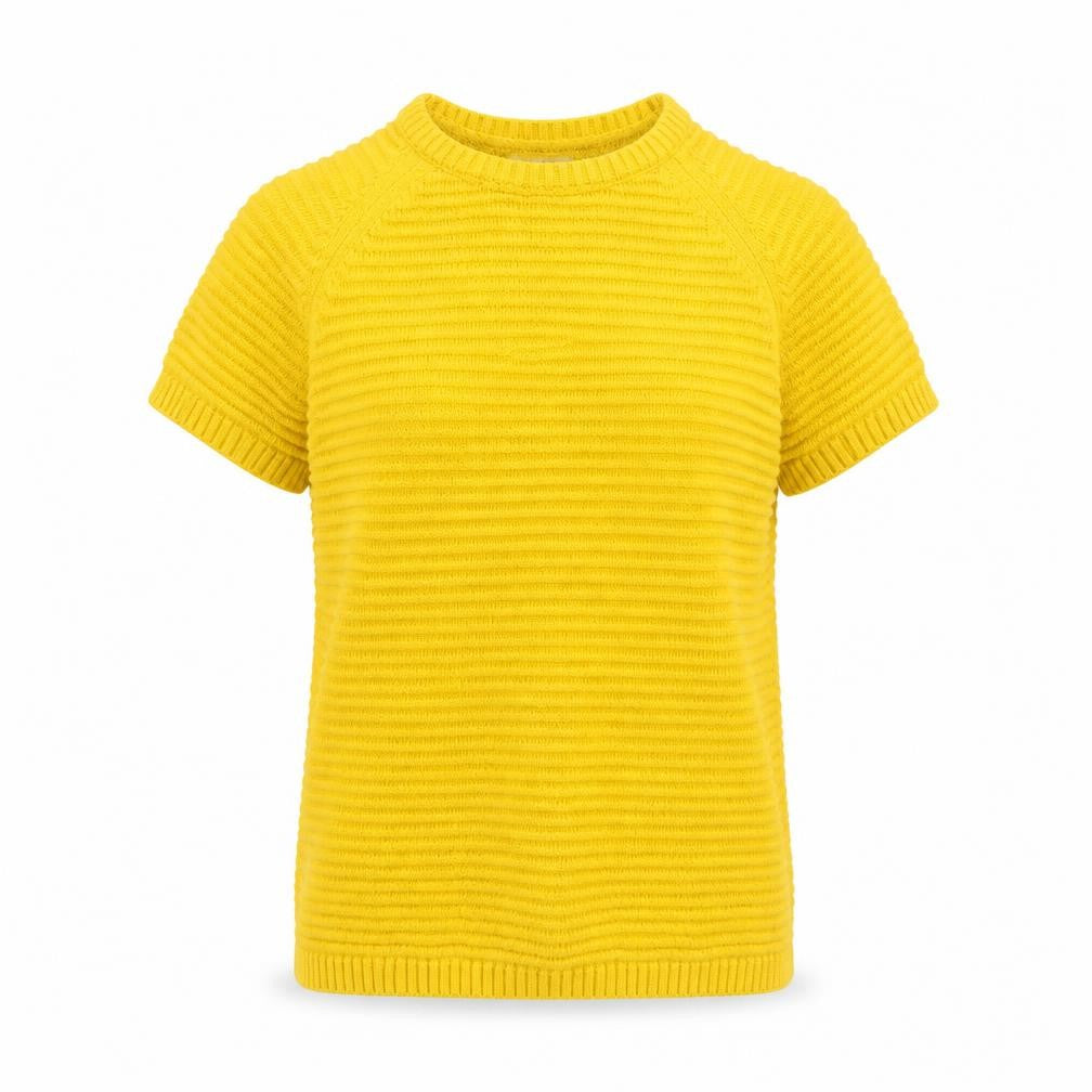 Front view of Papaya women’s yellow jumper, size UK 12