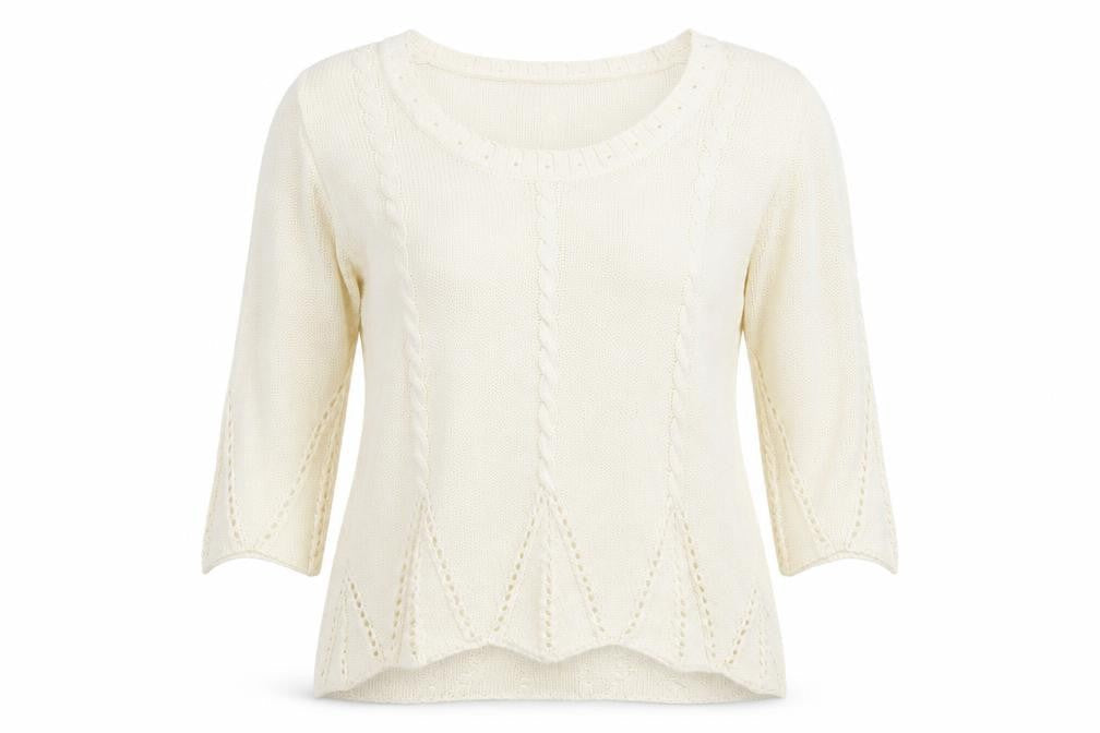 Front view of Per Una women’s ivory jumper, size M