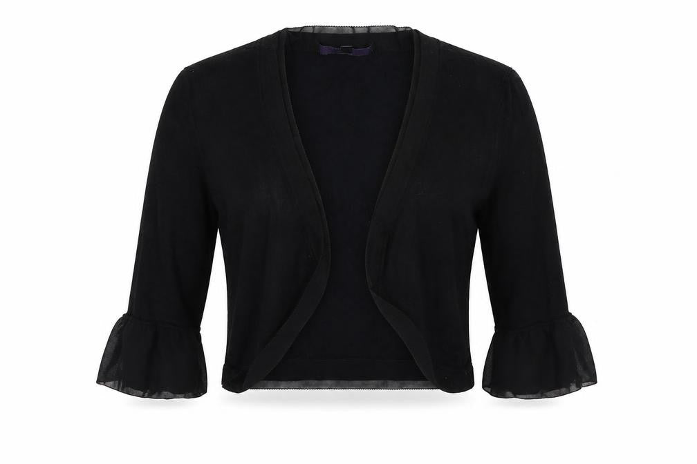 Front view of Coast women’s black cardigan jumper, size S