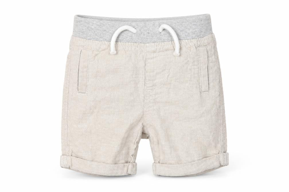 Front view of Denim & Co. Baby Beige Cropped Trousers, size 9-12, Months