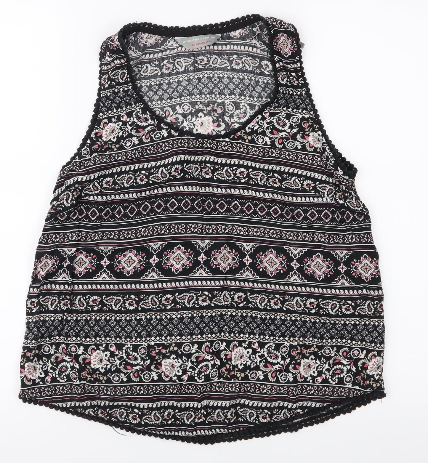 Dorothy Perkins Womens Black Paisley  Basic Tank Size 8