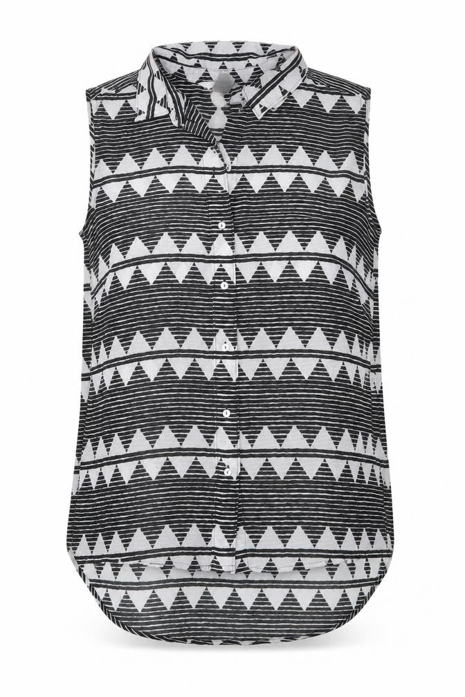 H&M Womens Black Geometric  Basic Blouse Size 36  - See Through